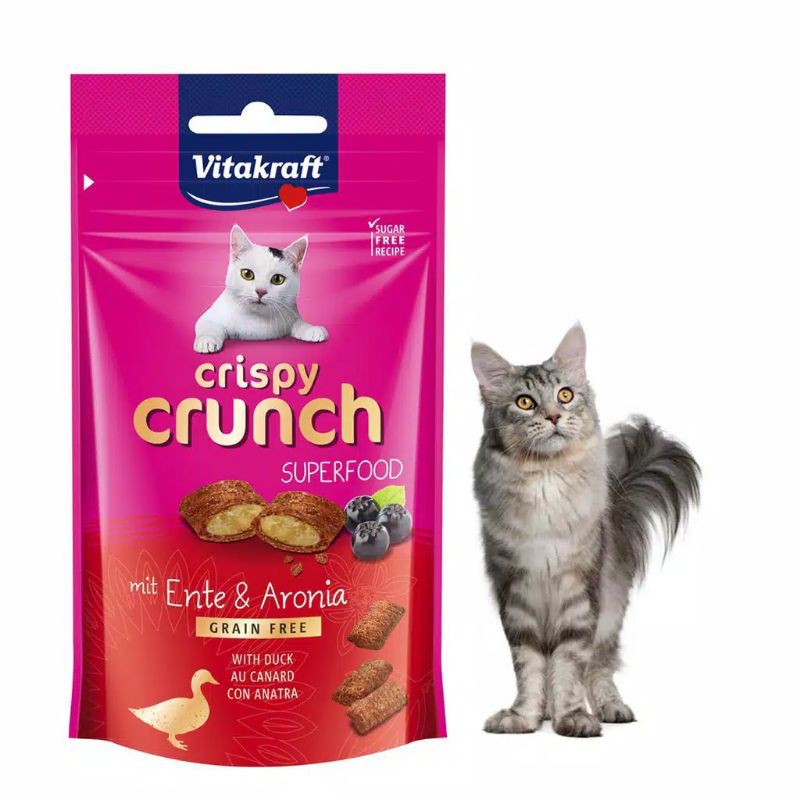 Snack Kucing Vitakraft Crispy Crunch 60gr Rasa Salmon, Duck, Turkey