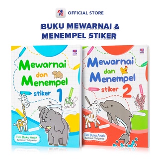 Buku Mewarnai Anak 2 dan 3 Tahun Mewarnai Menempel Stiker Serial Ke 1 dan 2 Buku Belajar Mewarnai Binatang