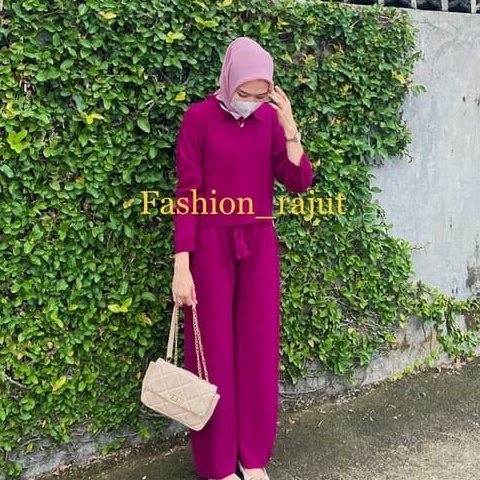 SETELAN/ ONE SET KULOT RAJUT+POLO KNIT CROP/FASHION RAJUT WANITA TERBARU