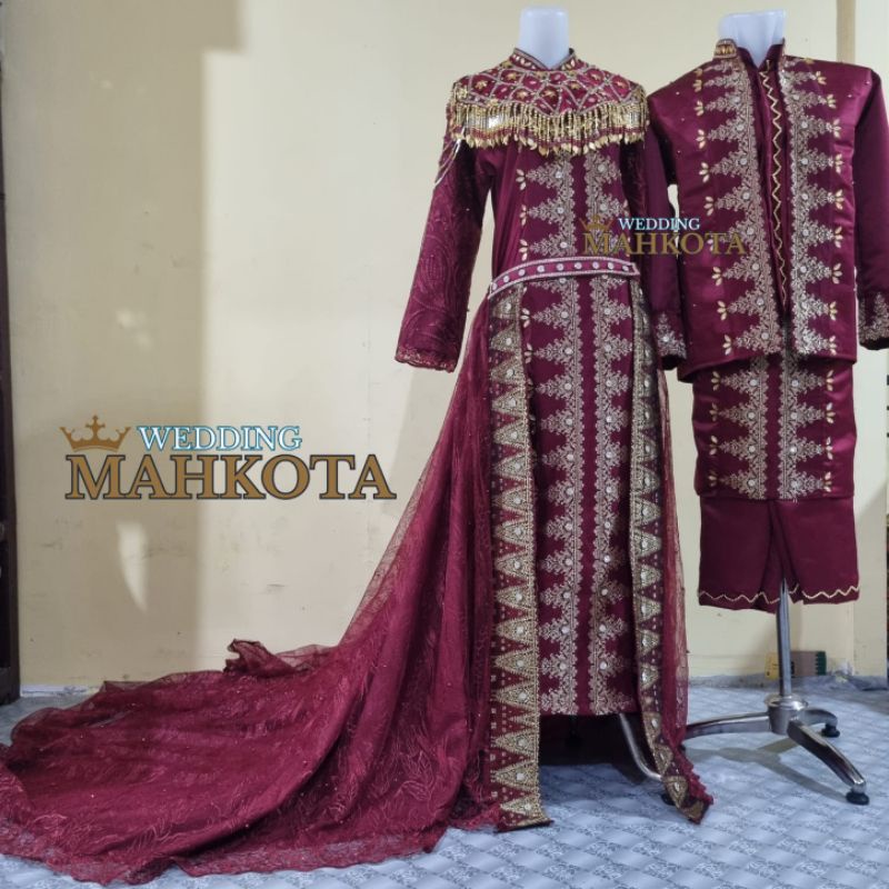 baju pengantin ekor songket tenun
