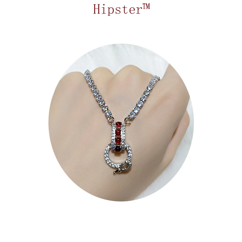 Hot Sale Beautiful Circle Red Crystal Diamond Platinum Pendant Necklace