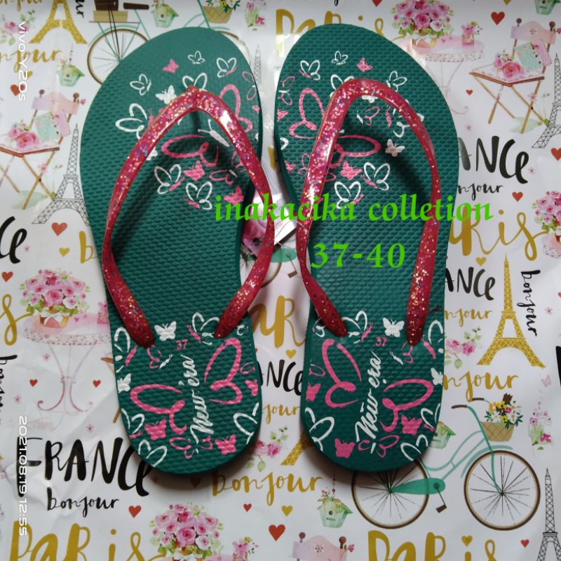 sandal jepit wanita new era cantik Safira Keyla rose tosca biru merah 37 40