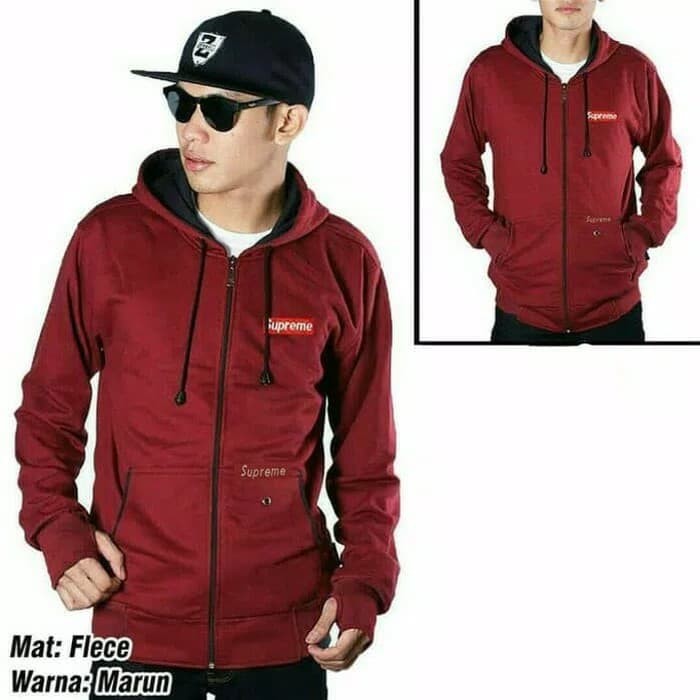 Jual jaket pria supreme zipper hoodie Berkualitas