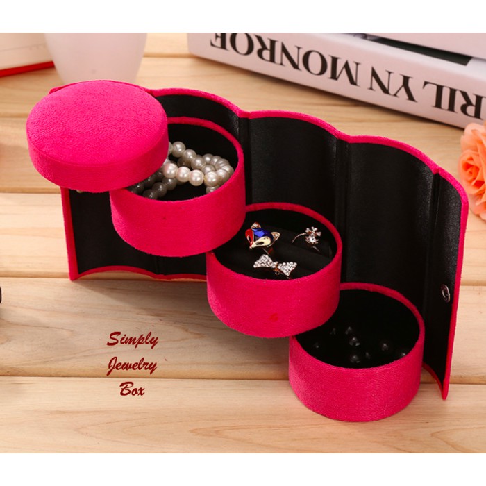 Kotak Perhiasan Cincin anting kalung kosmetik Jewelry Ring box 4 rak - JBX