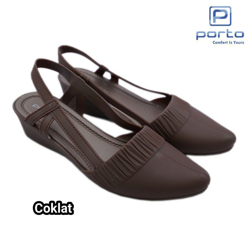 (COD) Sandal Selop Wanita Jelly Wedges Tali Belakang Porto BCH