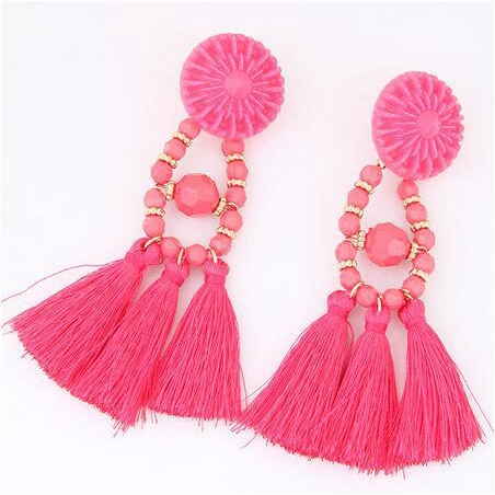 Trendi anting-anting wanita retro hitam kristal Bohemian rumbai anting-anting elegan anting-anting a