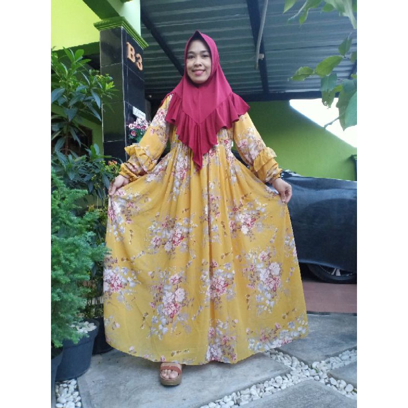 gamis ceruti import full puring XL kualitas butik