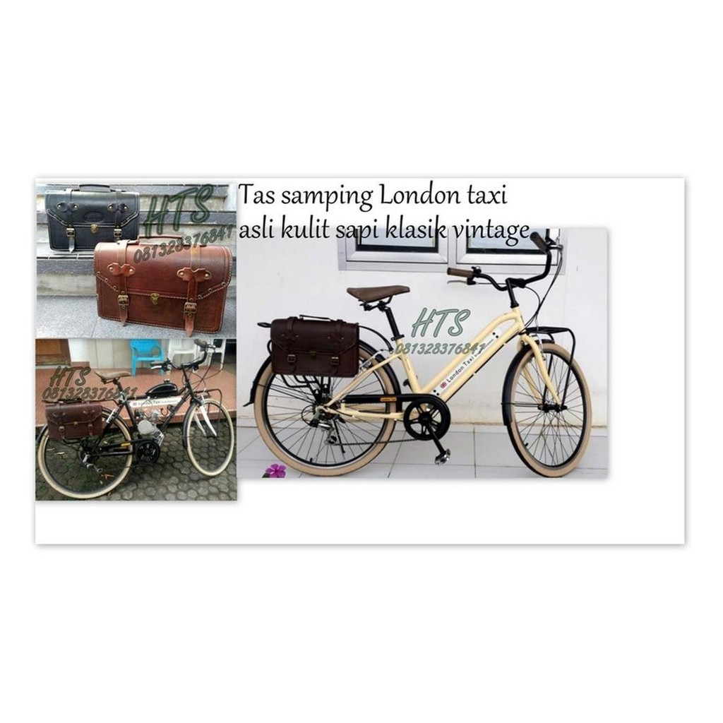 tas samping sepeda london taxi klasik vintage kulit asli london taxi bike