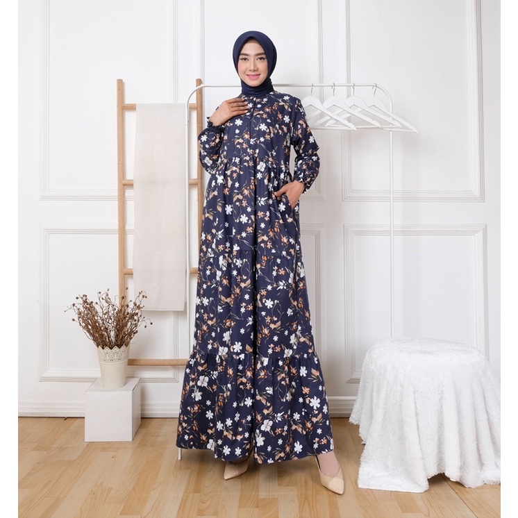 Tq88indonesia Fashion Baju Gamis Maxi Wanita Terbaru / GAMIS DEYA Busui Floral / Gamis Motif Bunga / Ootd / Outfit Kasual Kekinian