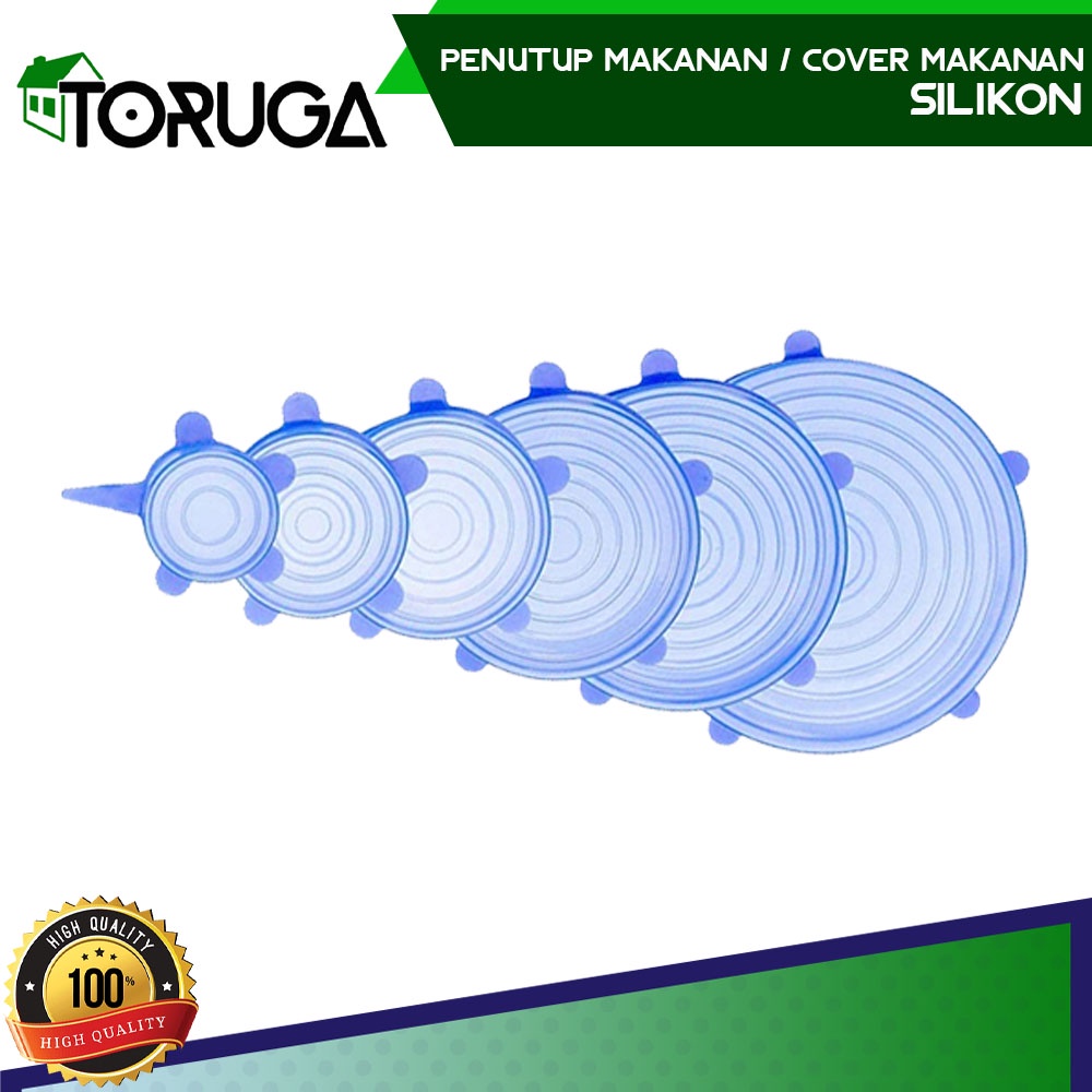 Penutup Makanan Silikon 6 in 1 Food Cover Lid Praktis Anti Tumpah Serbaguna