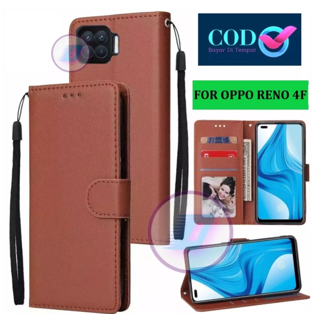 OPPO RENO 4F FLIP LEATHER CASE PREMIUM-FLIP WALLET CASE KULIT