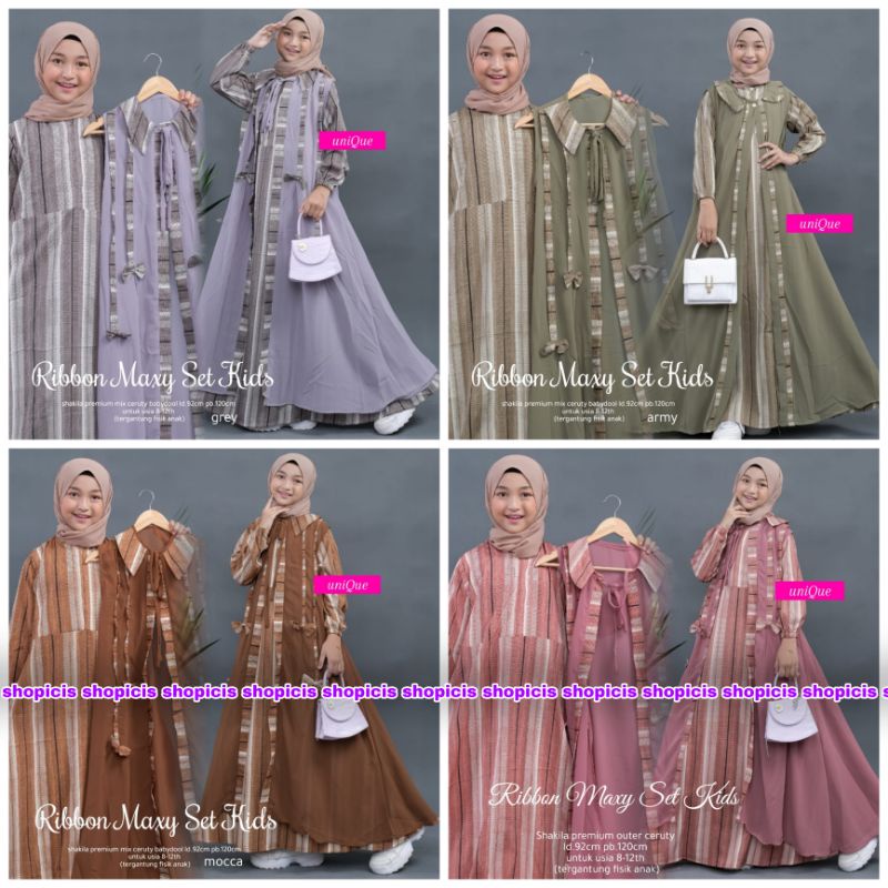 Ribbon Maxy Set Kids Unique Maxy Dress Anak Remaja Tanggung 12 Tahun Dress Anak Perempuan Tanggung 1