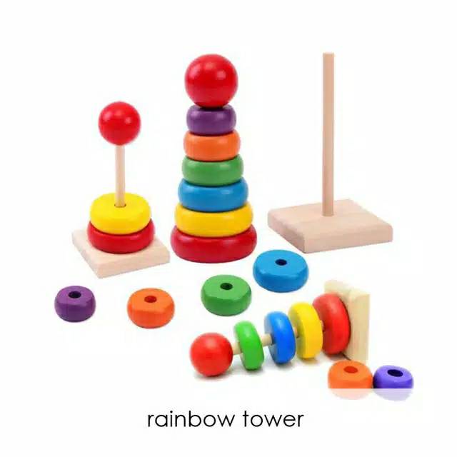 Babalil Rainbow tower balok susun balok donat 