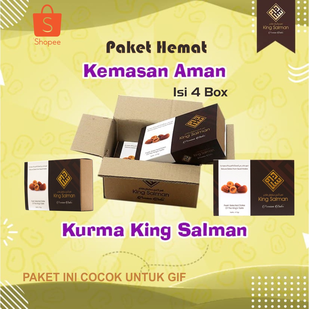 

Kurma King Salman - PAKET HEMAT (Isi 4 Box /@ 415 gr)