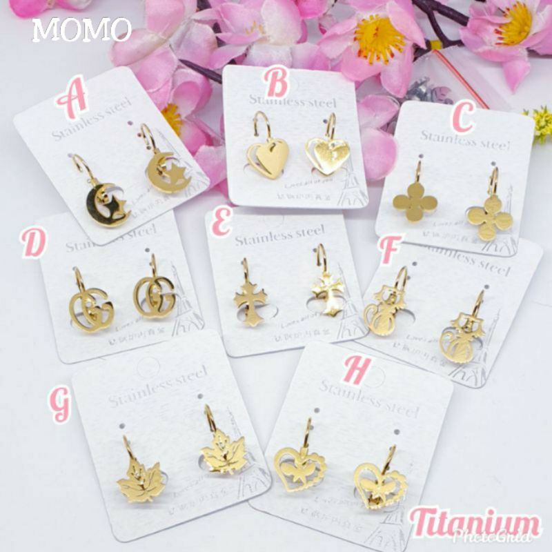 Anting Titanium Asli Fashion Korea Anti Karat ♡MOMO♡