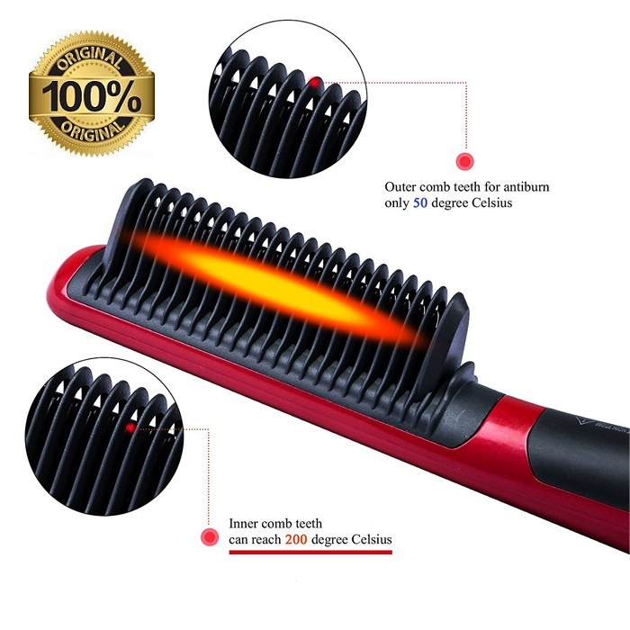 HS-0017 Sisir Profesional Fast Hair Straightener Catok Sisir Pelurus Rambut New Generation HQT-908B