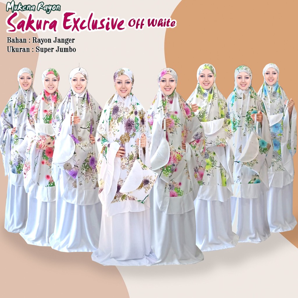 PROMO Mukena Bali Sakura Exlusive Off White