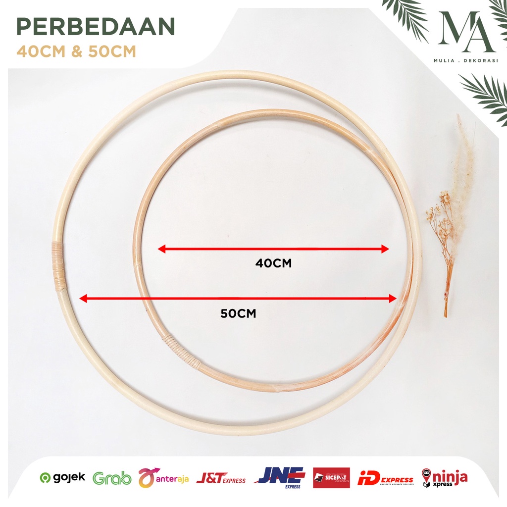 Ring Rotan Lingkaran 40cm Dekorasi Backdrop Aksesoris Lamaran Nikahan Lengkap Custom Nama Inisial Nama