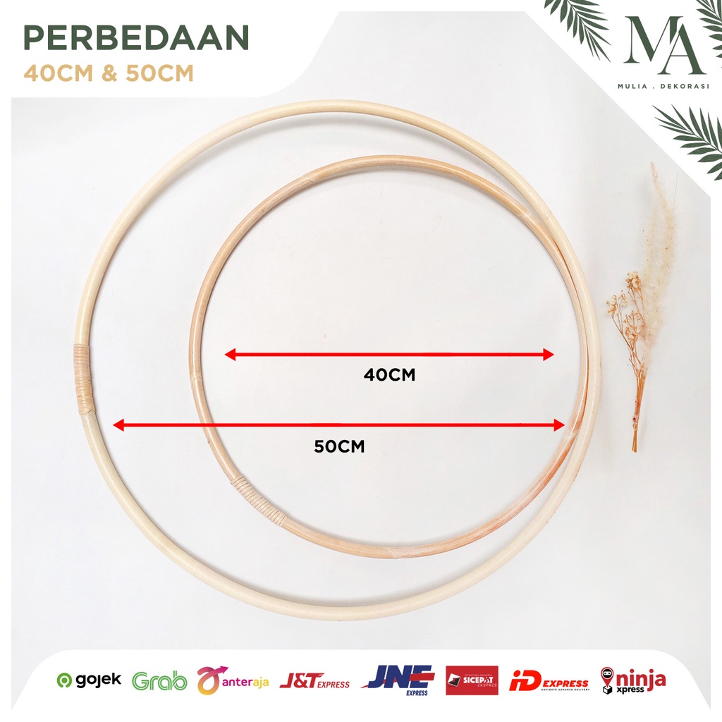 Ring Rotan Lingkaran 50cm Dekorasi Backdrop Aksesoris Lamaran Nikahan Lengkap Custom Nama Inisial Nama