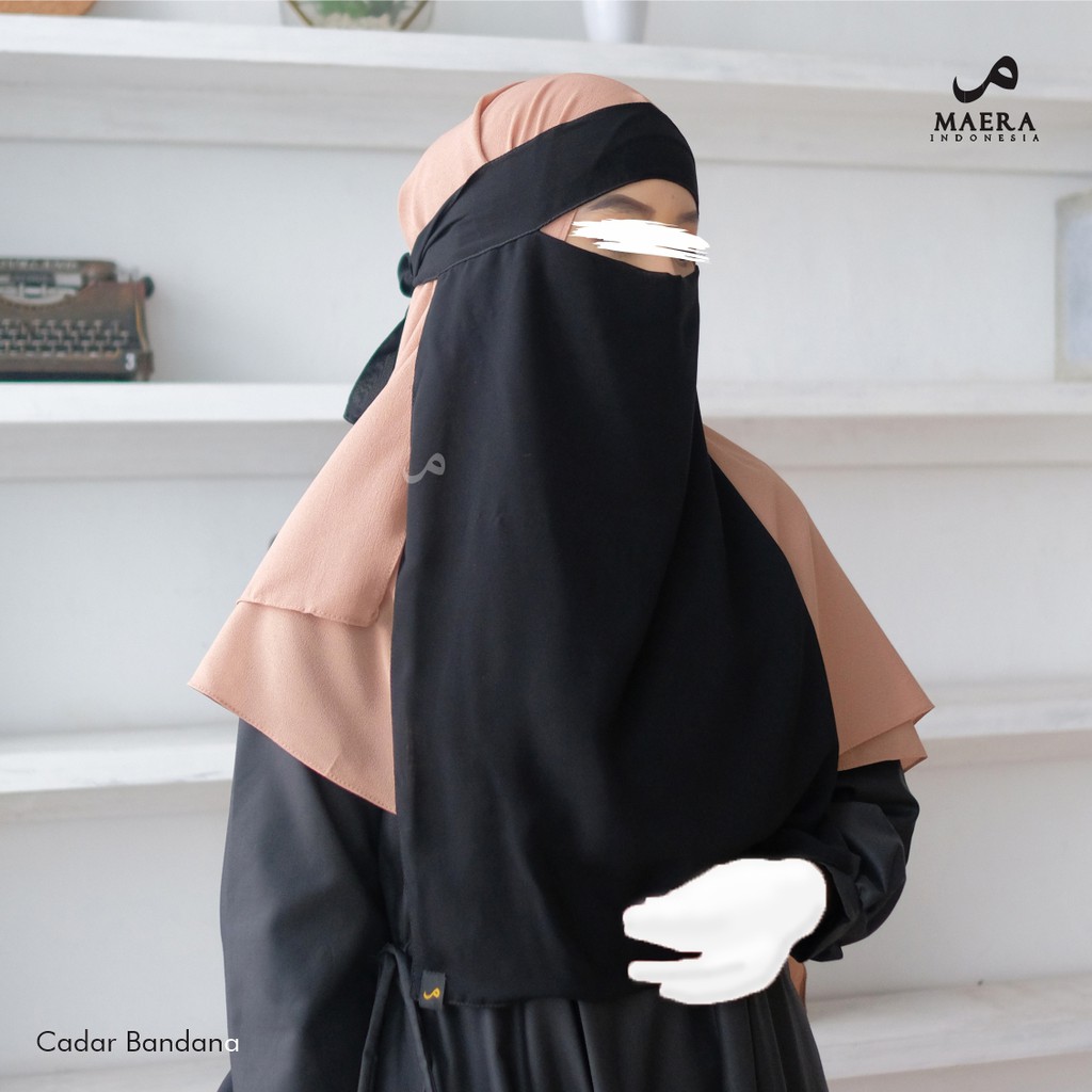 Niqab Asma / Cadar Bandana JetBlack Sifon Silk Premium By Maera Indonesia