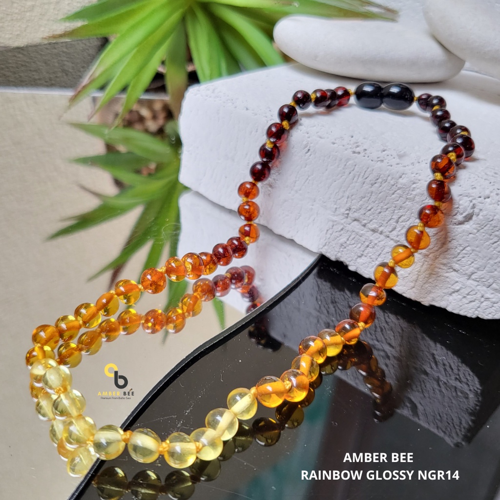 Kalung Amber Anak Premium Glossy Rainbow NGR14 By Amber Bee