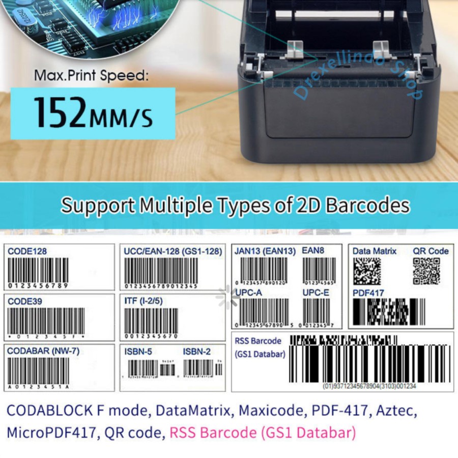 BARCODE PRINTER LABEL STIKER XPRINTER XP-4601B USB BLUETOOTH 4601B FREE HOLDER