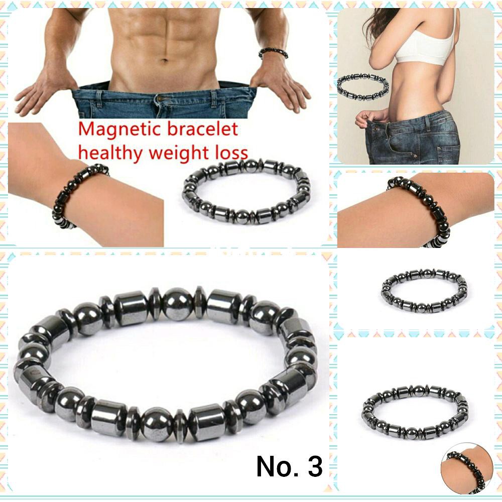 Gelang Loss Bulat Hitam Terapi Batu Magnet Magnetic Kesehatan Gelang Diet