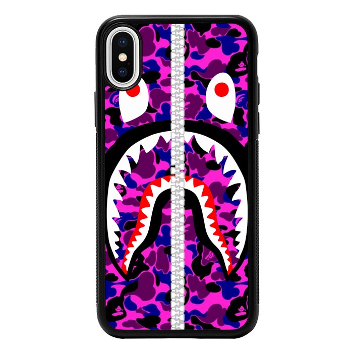 Case Casing Iphone 6 7 8 X Xr Xs Max Plus Purple Bape Shark J0053