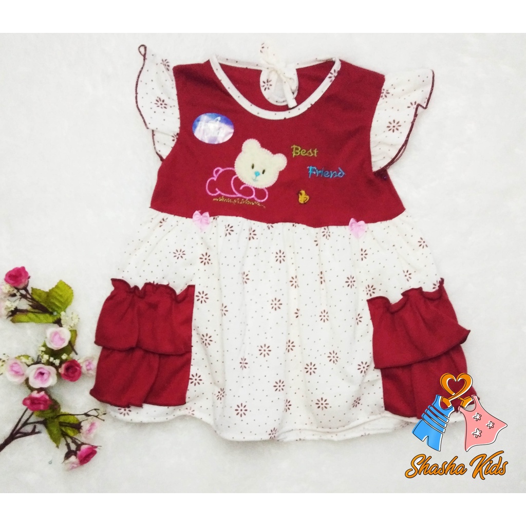 [L-012] Baju Bayi Perempuan/Dress Bayi  Perempuan Planet Kids cantik model balon  lucu 0-6 bln