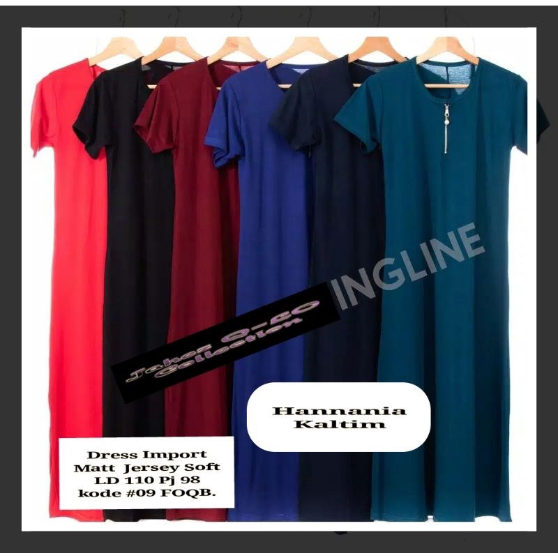 Dress Kaos Resleting Depan Jersey Import