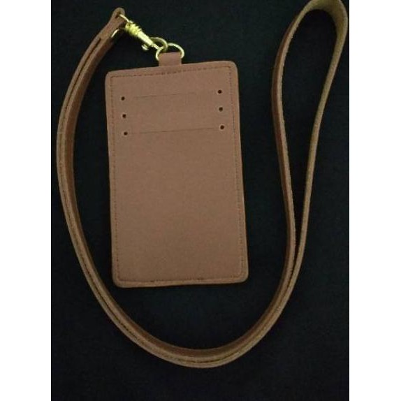 

L0žV Name tag id card holder tali kulit coklat muda dof kwalitas bagus ☻Ready