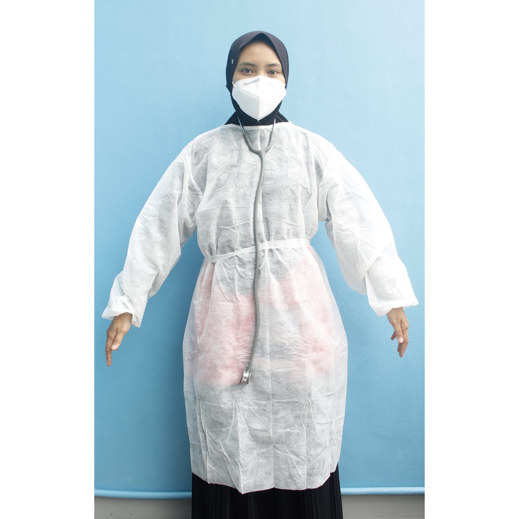 APD MEDIS SURGICAL GOWN DISPOSABLE 35 GSM WARNA PUTIH