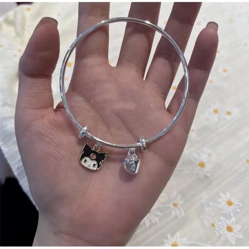 Gelang Bangle 925 Silver Adjustable Motif Kartun Hello Kitty Gaya Korea Untuk Wanita