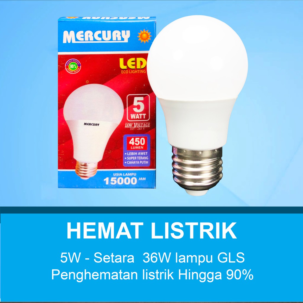 MERCURY LIGHTNING 5W Bohlam LED A Bulb Lampu LED 5 Watt 5 W GARANSI 3 THN ORIGINAL