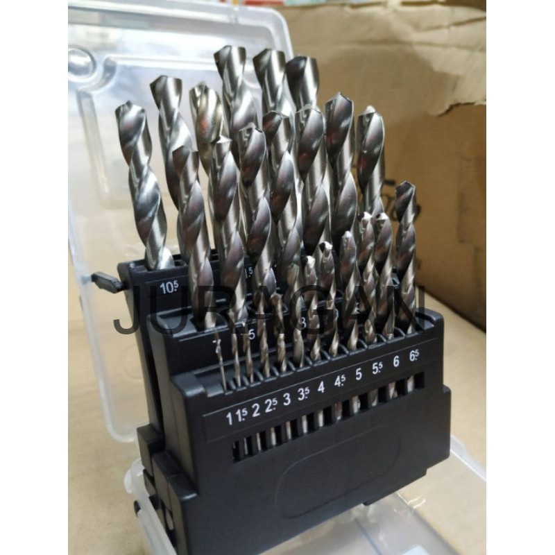 mata bor set 25 pcs - mata bor besi 1 mm sd 13 mm - mata bor hss - drill bit set