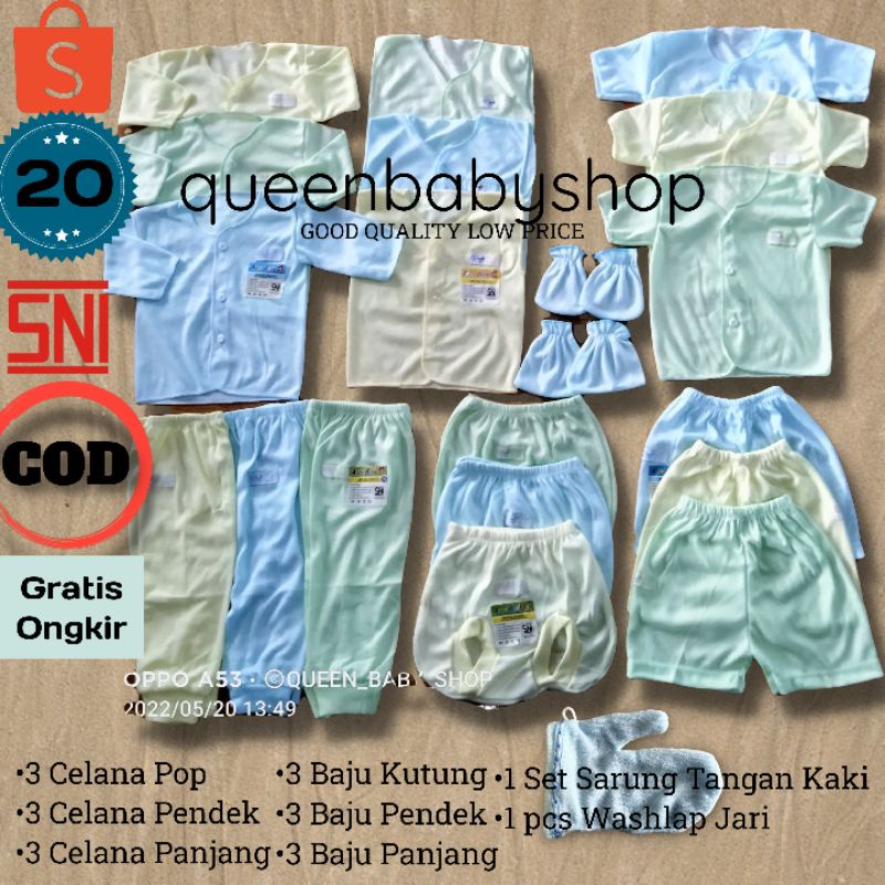 20 pcs Paket Hemat Baju Bayi SNI Murah Perlengkapan Bayi Newborn Paket Hemat Newborn POLOS ARINI