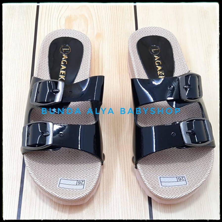 Sandal Anak Perempuan Usia 4 5 6 7 Tahun Size 26 - 32 Alas Karet - Sendal Anak Cewek Tali HITAM Alas Karet Anti Licin