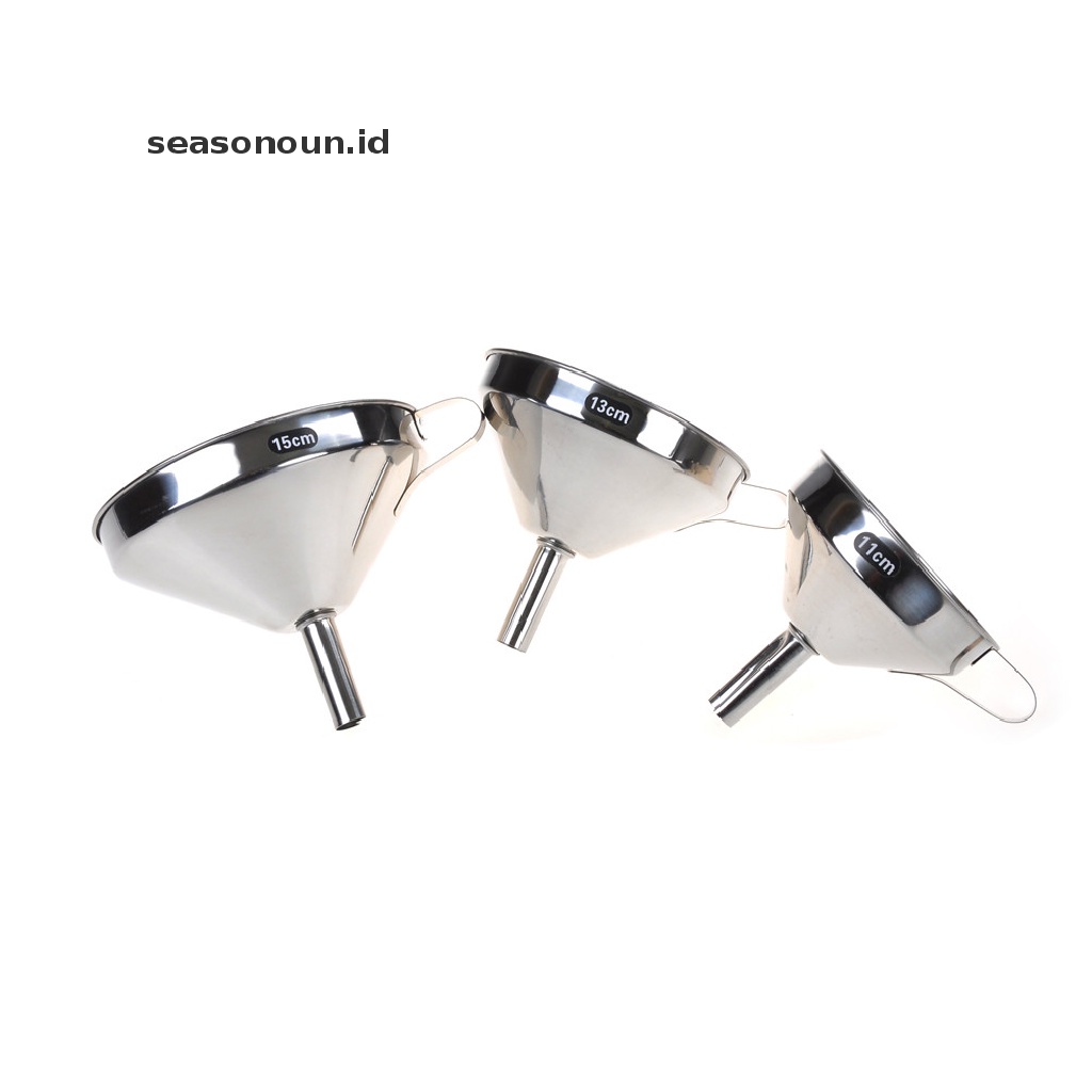 【seasonoun】 15/13/11cm Stainless Steel Wide Mouth Liquid Funnel Detachable Strainer Filter .