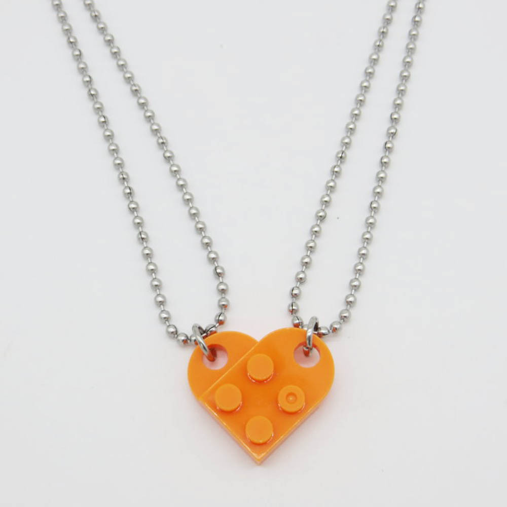 Cod READY STOCK Korean DIY Handmade Lovers Couple Detachable Heart Shaped Building Block Pendants Necklace Gifts