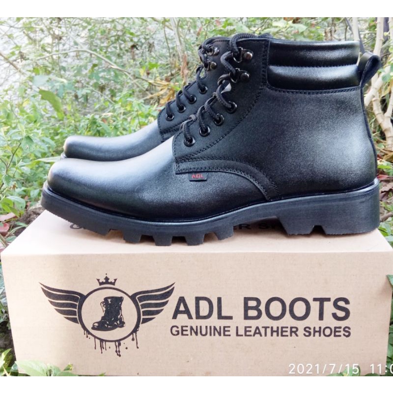 sepatu pdh pdl tni polri security kulit asli mengkilap dan doff merk ADL BOOTS