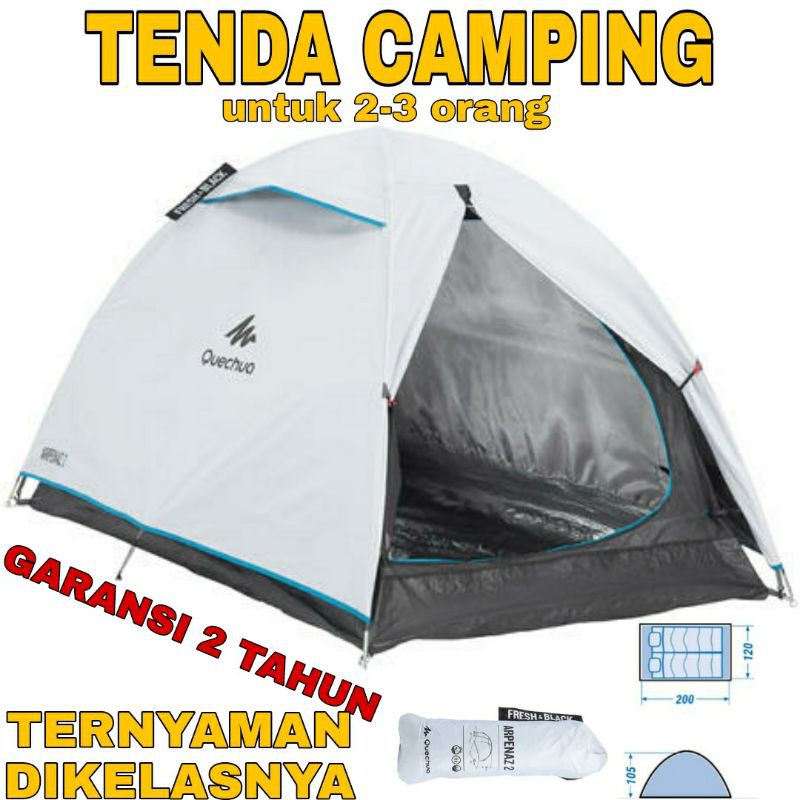 Jual TENDA KEMAH KEMPING CAMP CAMPING WHITE PUTIH FRESH BLACK TENT 2 3