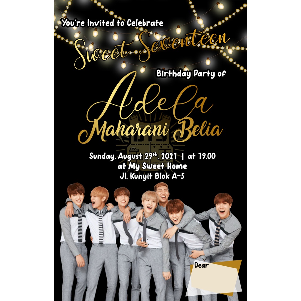 AFY Undangan Undangan Ulang Tahun BTS | Undangan BTS | Undangan Ultah Tema BTS