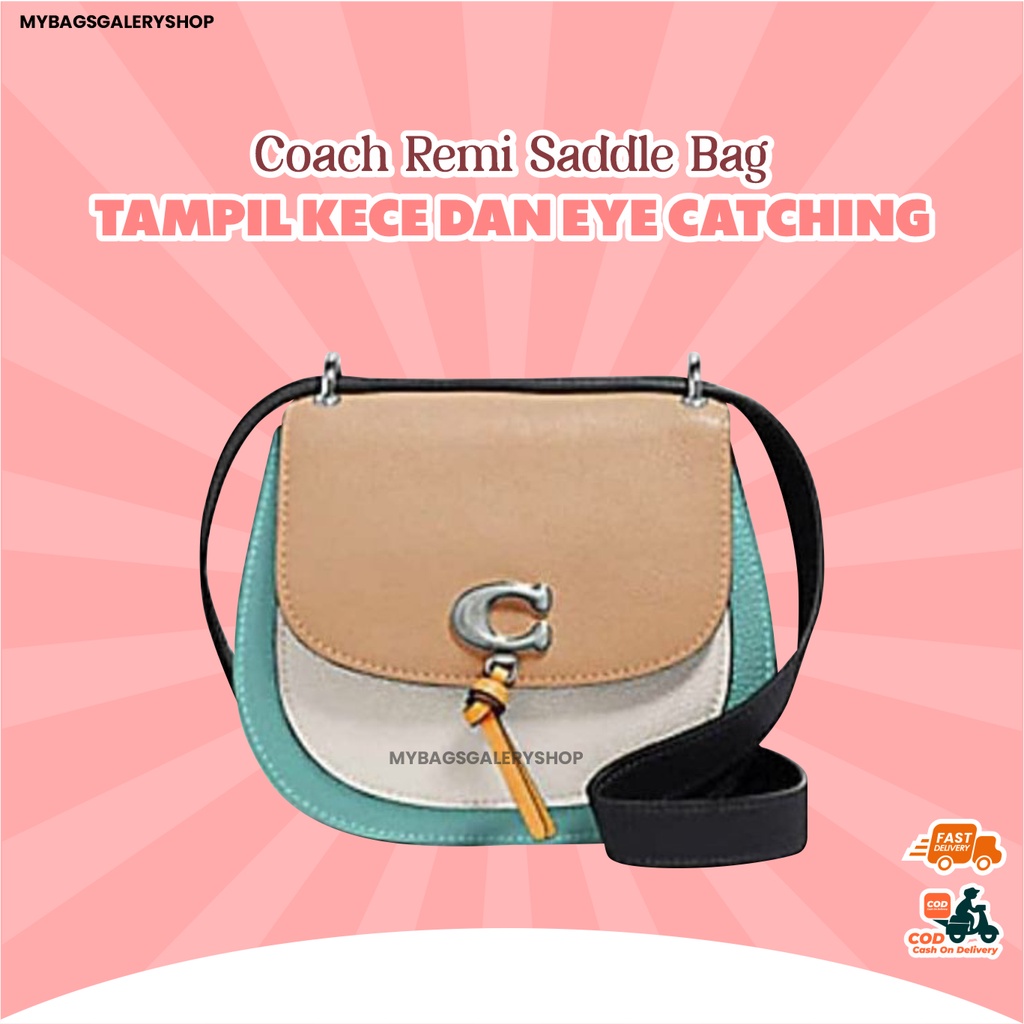 Tas Selempang Slingbag Mini Coach Remi Saddle Bag In Colorblock Premium By Mybagsgaleryshop