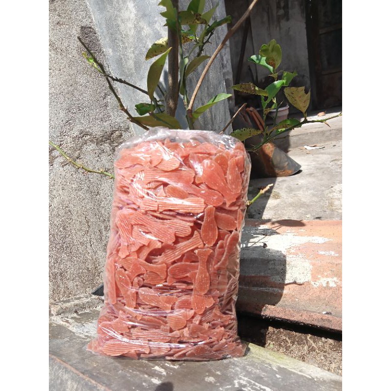 krecek kerupuk ikan pink / krupuk ikan pink mentah merk fuji