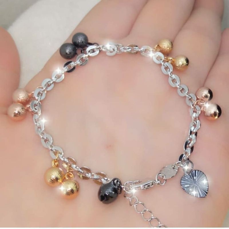 Gelang Rantai Lonceng Titanium Lapis Emas