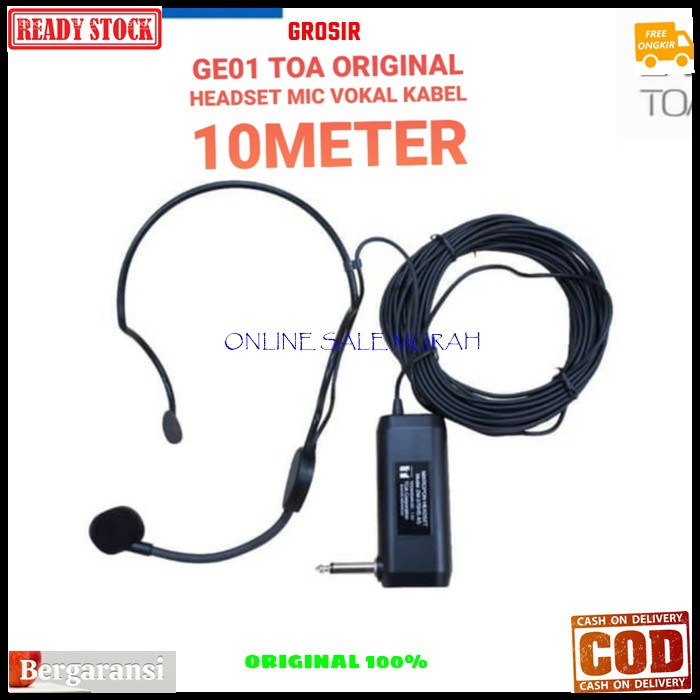 G01 TOA mic Headset 10meter original Microphone audio mik bando kabel panjang mikropon cable Condenser peka sensitif Electret mikrofon vokal vocal audio sound sistem suara PROFESIONAL UNIVERSAL G01   Bisa dipakai kesemua ke alat audio  GARANSI UANG KEMBAL