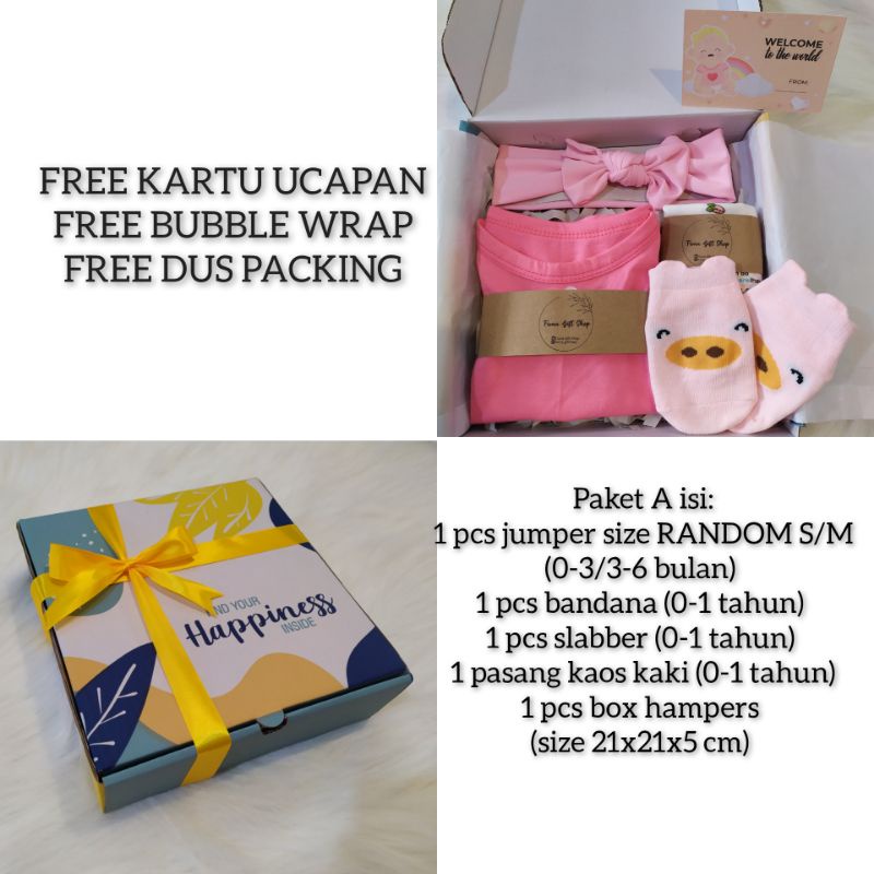 Hampers kado bayi/Baby gift set/Parcel kelahiran/set jumper bedong accesories-Paket A CANDY PINK