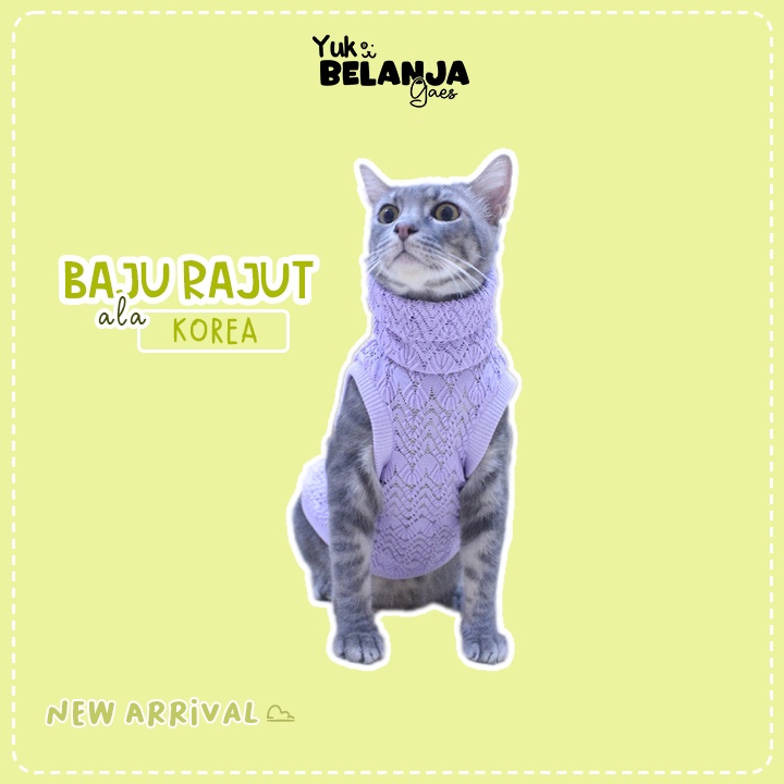 Baju Kucing Bahan Rajut Ala Korea Turtleneck Terlucu Baju Kucing anjing kelinci Lucu murah Size S-XL / Yuk Belanja Gaes!