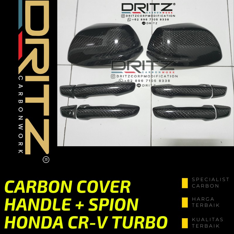 High Quality Asli Carbon Kevlar Asli Cover HANDLE + SPION HONDA CRV TURBO 2016 2024 Eksterior Karbon