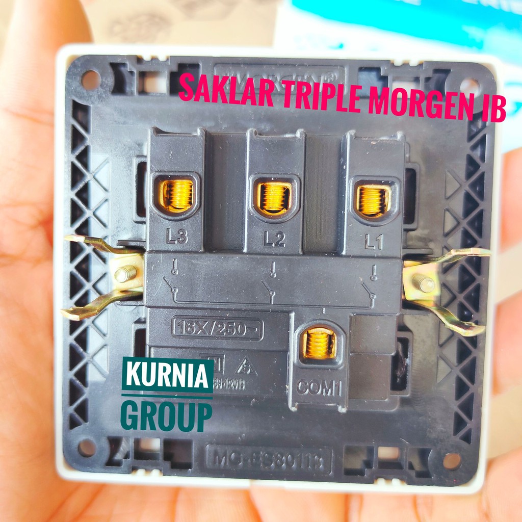 MORGEN Saklar Triple Putih SLIM Inbow Saklar Tripel Isi 3 MEWAH Tanam Tembok  Kualitas Bagus Full Kuningan 3 Gang 1 Way Switch Pencetan Tiga Klik Lampu In Bow Desain Modern Warna Putih Skakel Termurah